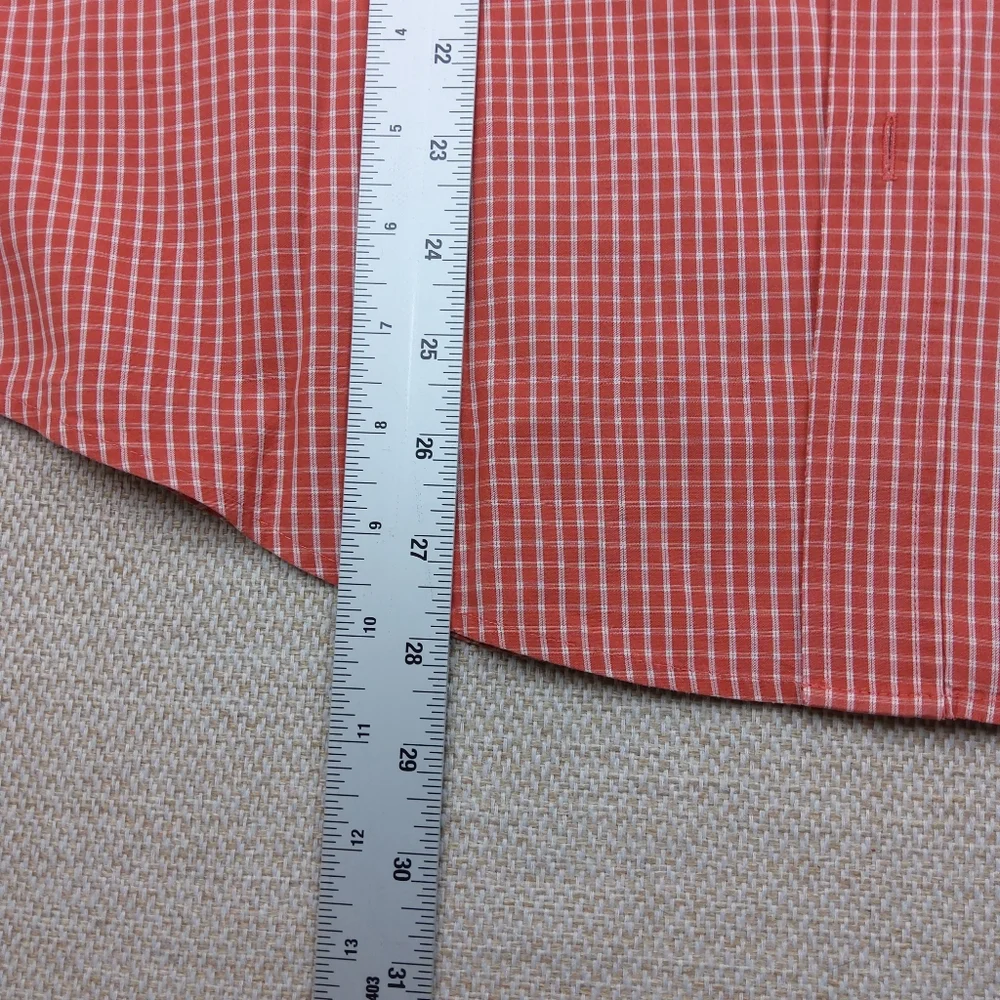 Banana Republic Relaxed Fit Button Down Shirt, Lt. Red/White Check Pattern, Sz M